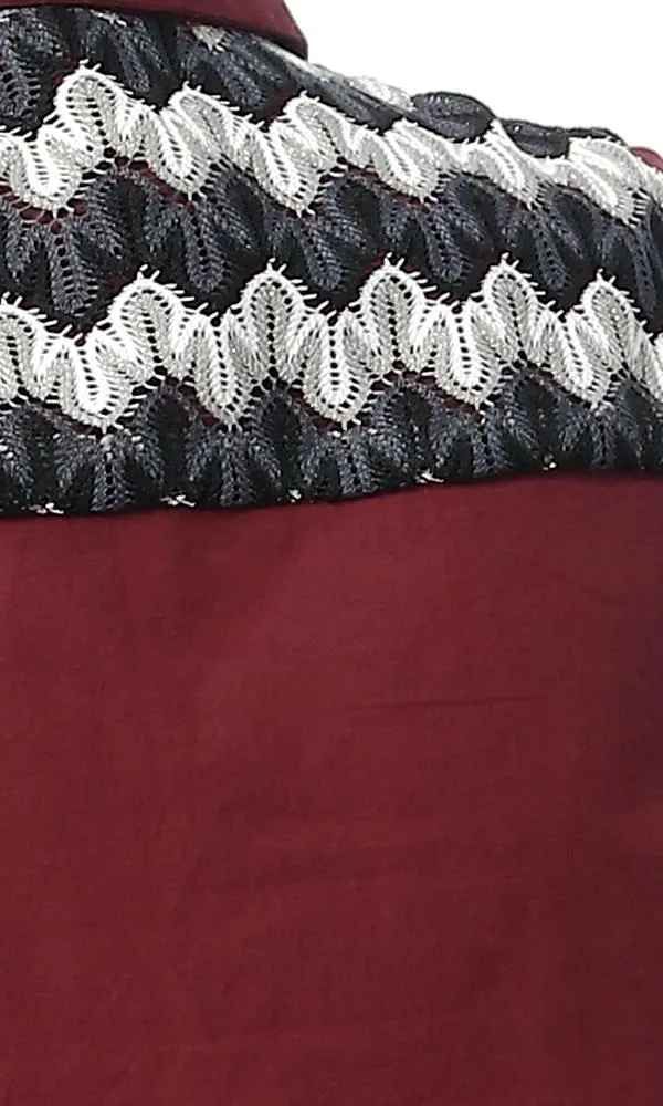 54518 Back Decorative Crochet Burgundy Sleeveless Shirt