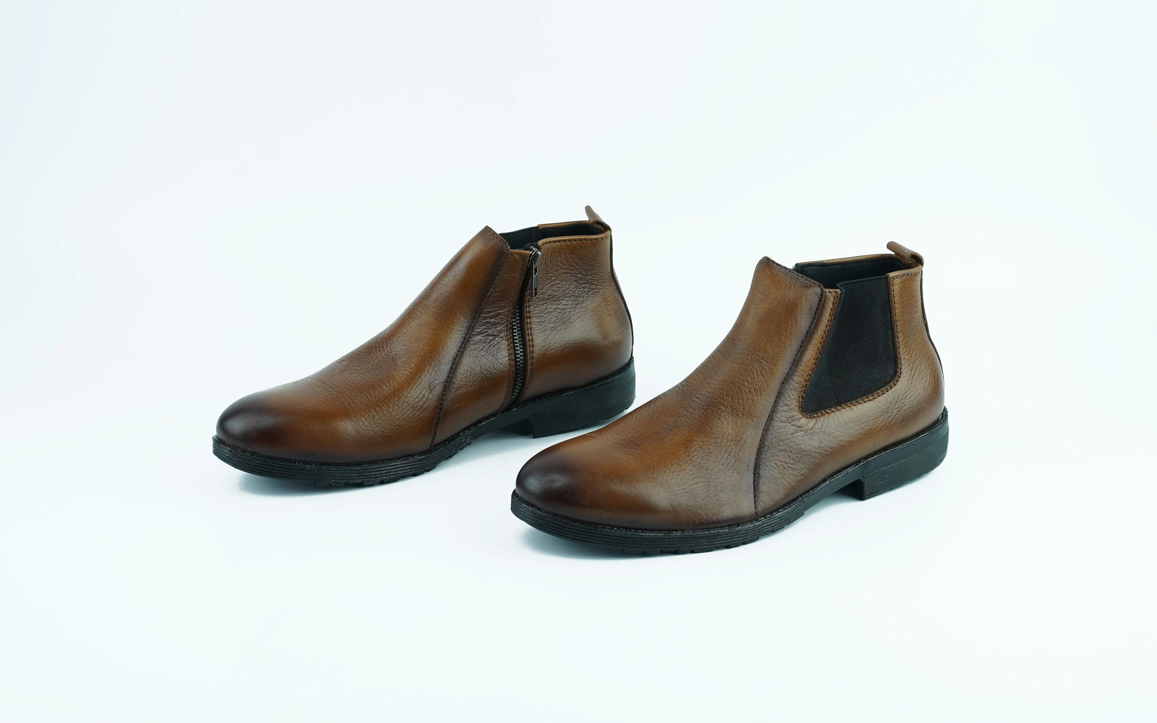Brown heel style formal shoes for men
