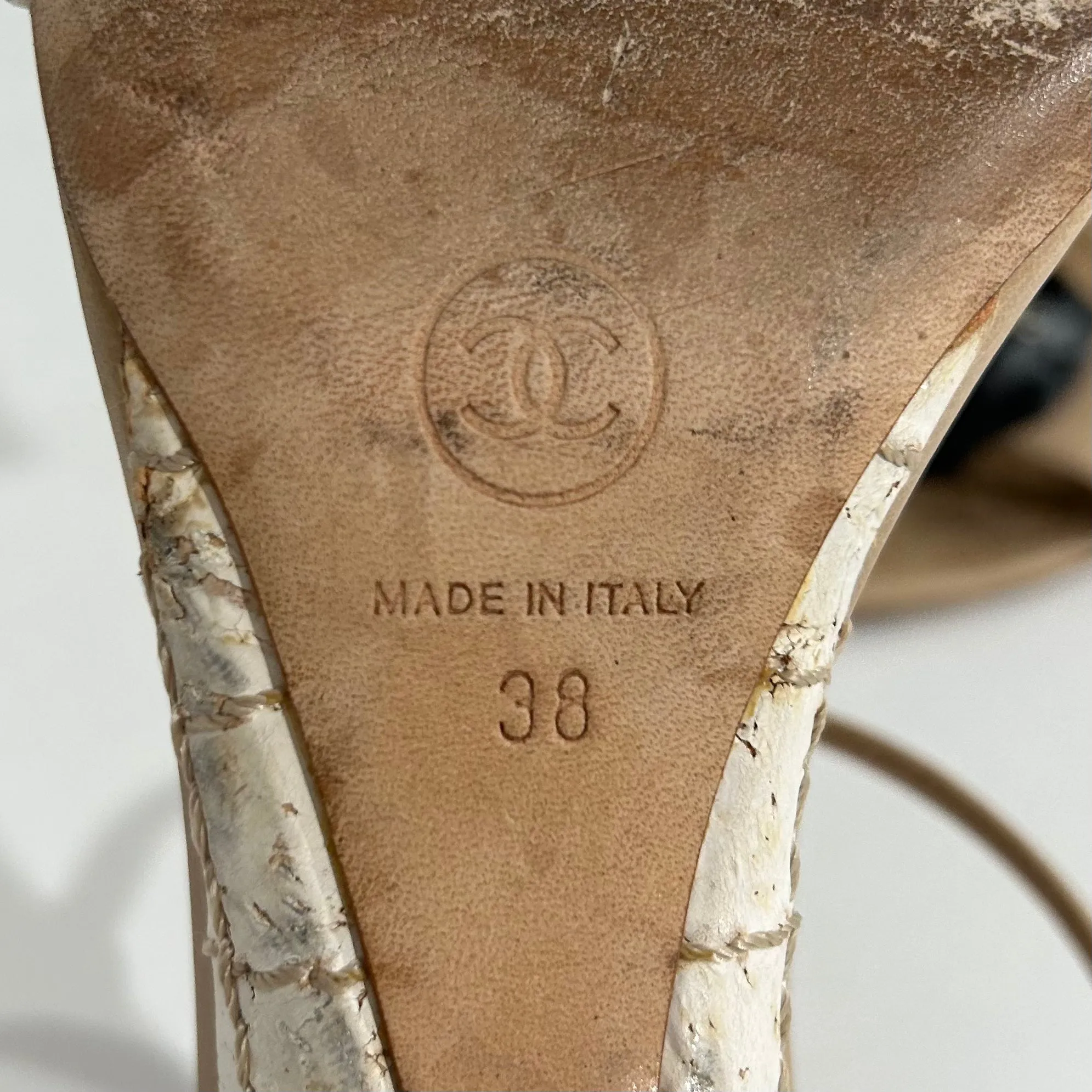 Chanel Camellia Cork Wedges