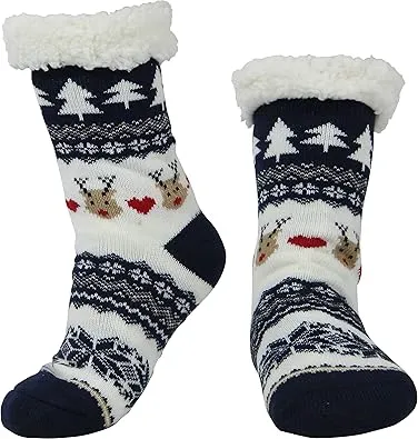 Christmas Sock Slippers Knitted with Lovely Deer