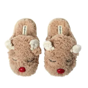 Dearfoams Kids Boys Holiday Christmas Reindeer Scuff Slipper Reindeer Brown 2-3