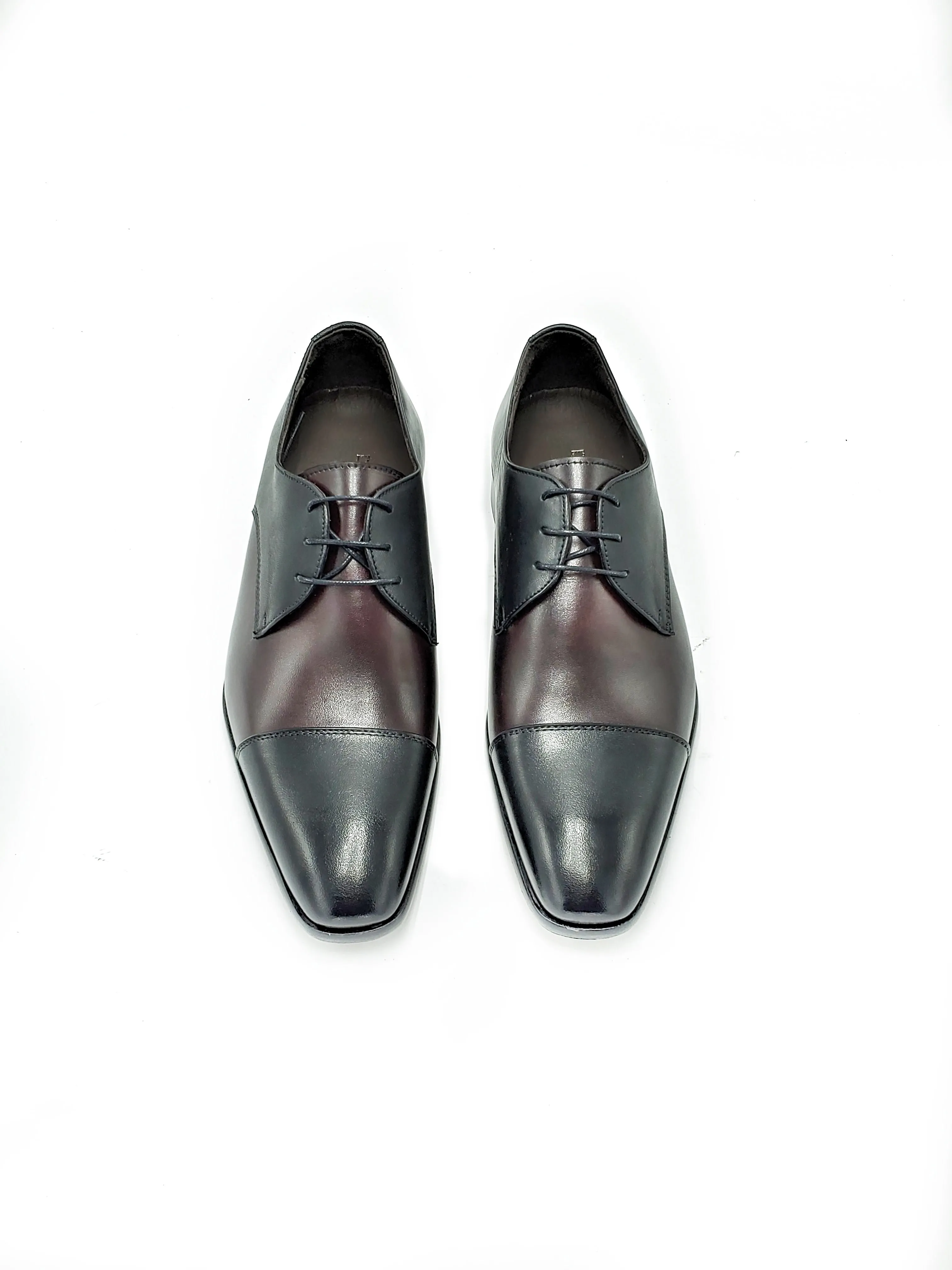 Di Franco Men's Two Tone Leather Derby's (Black/Burgundy) vero cuoio