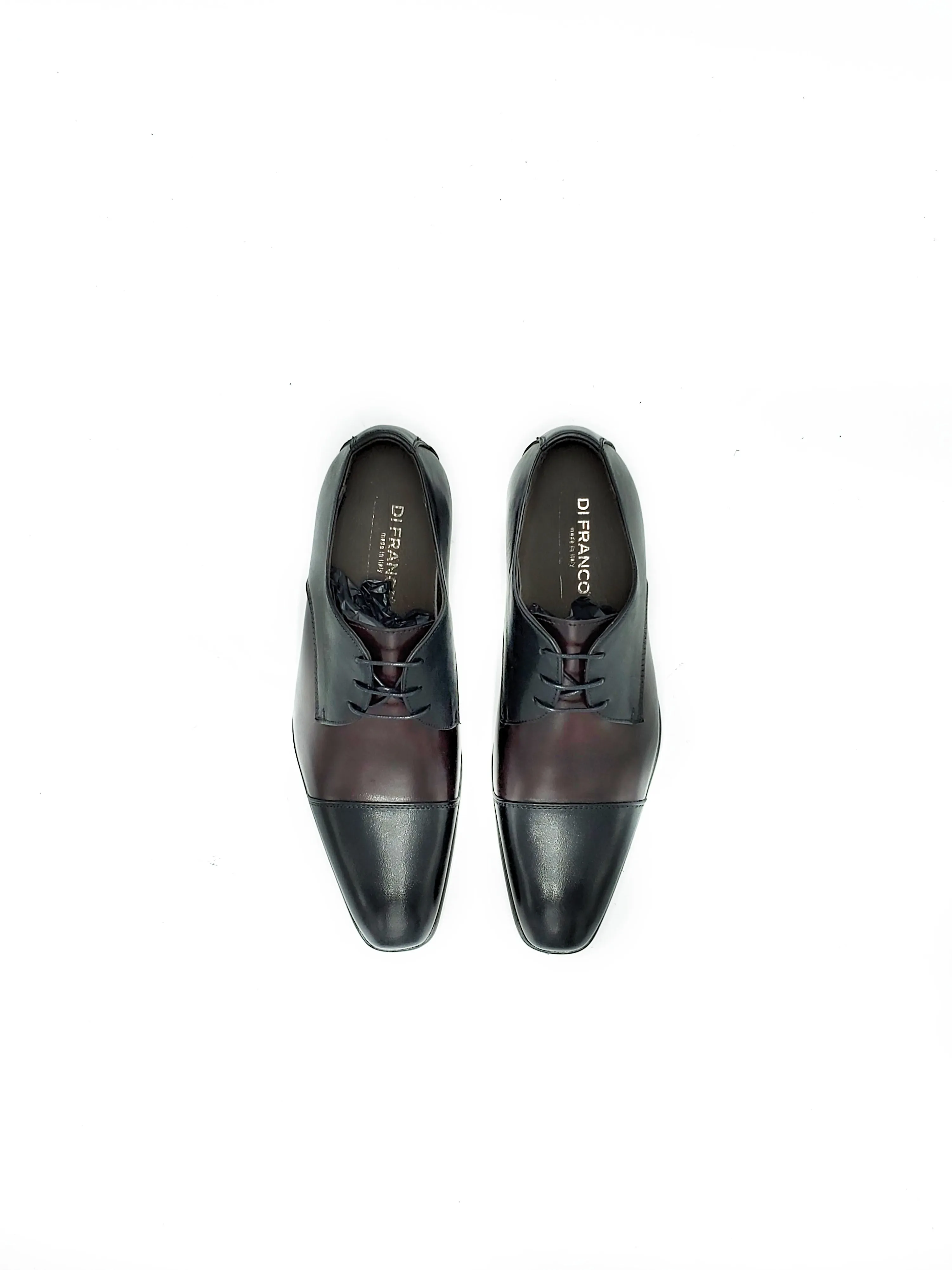 Di Franco Men's Two Tone Leather Derby's (Black/Burgundy) vero cuoio