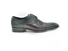 Di Franco Men's Two Tone Leather Derby's (Black/Burgundy) vero cuoio