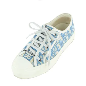 Dior Cornflower Canvas Oblique Embroidered Walk'N'Dior Sneakers Size US 8 | EU 38