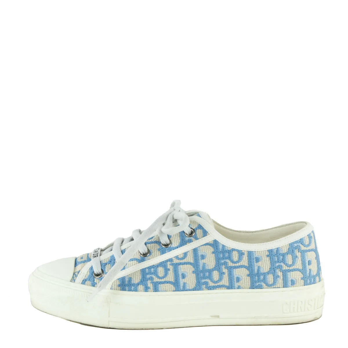 Dior Cornflower Canvas Oblique Embroidered Walk'N'Dior Sneakers Size US 8 | EU 38