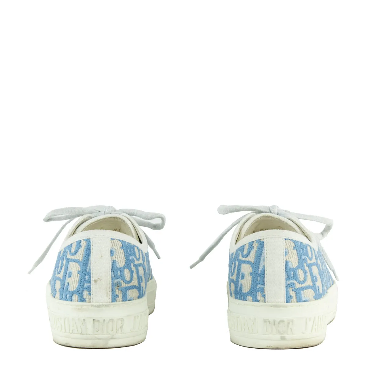 Dior Cornflower Canvas Oblique Embroidered Walk'N'Dior Sneakers Size US 8 | EU 38