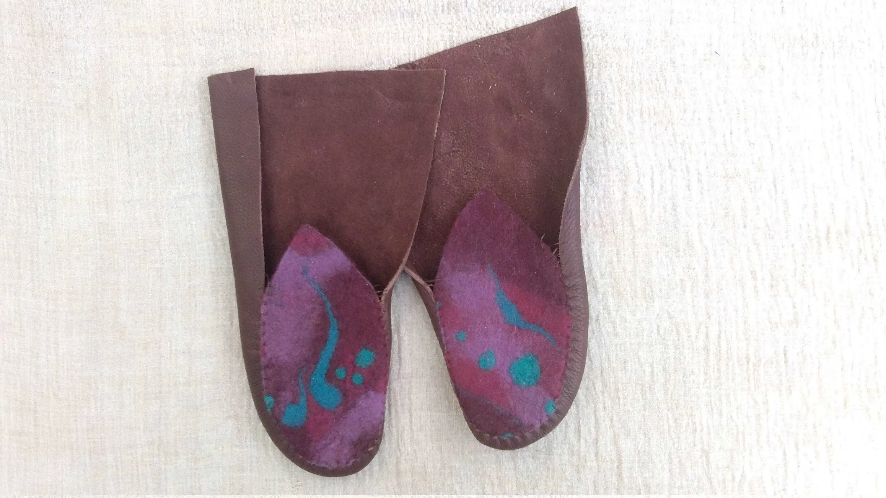 Felt and Leather Handmade Custom-fitted Moccasins