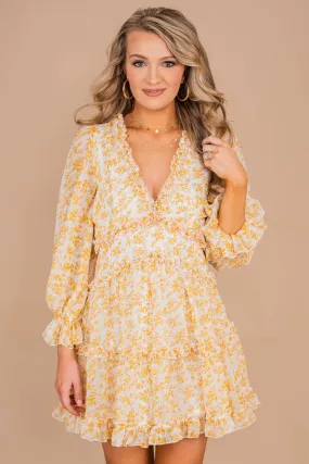 In The Moment Yellow Floral Dress
