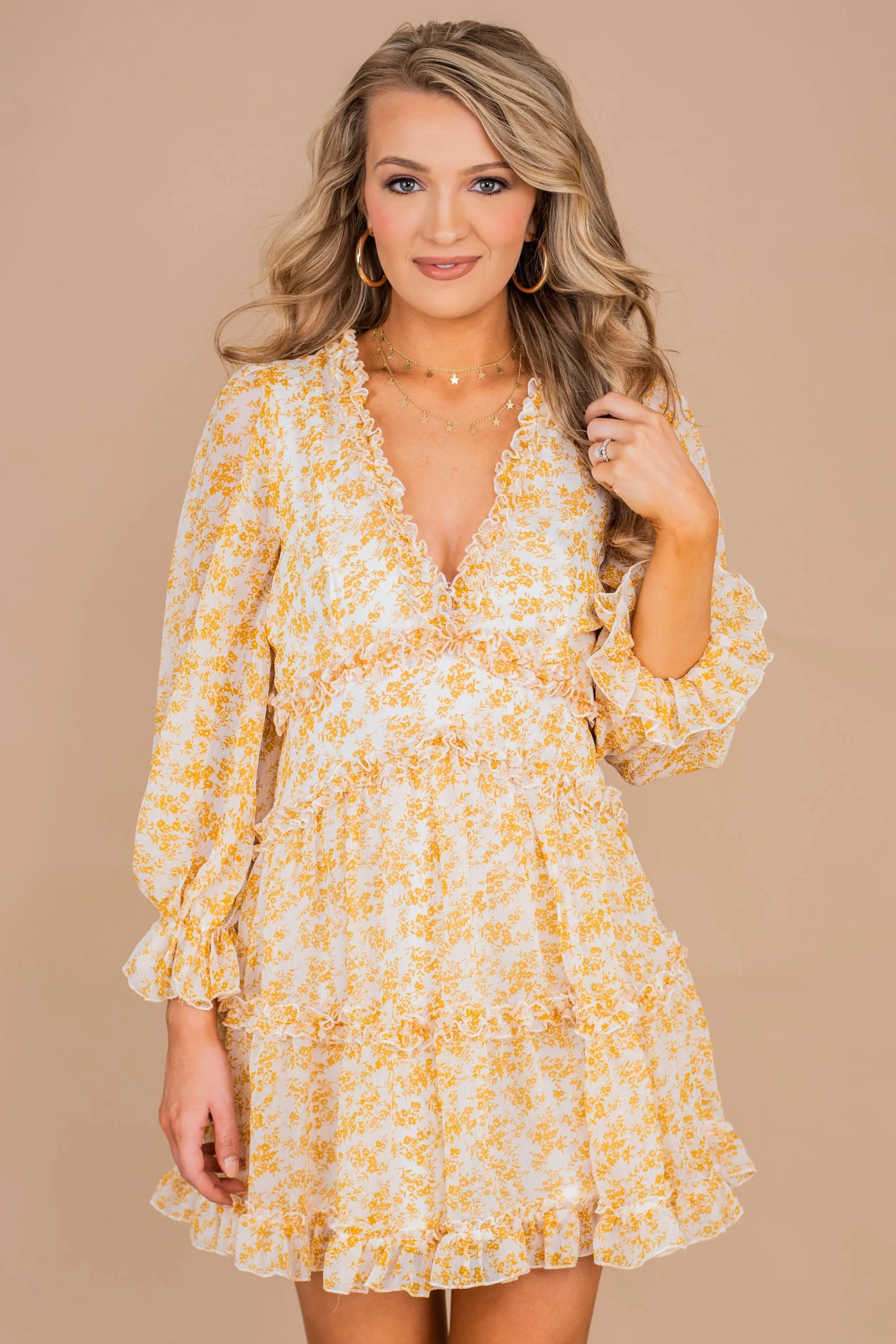 In The Moment Yellow Floral Dress
