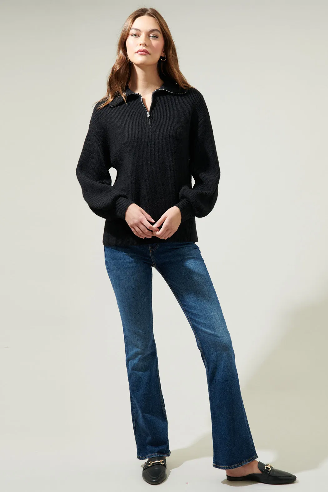 Kray Kiss Ribbed Mock Neck Sweater