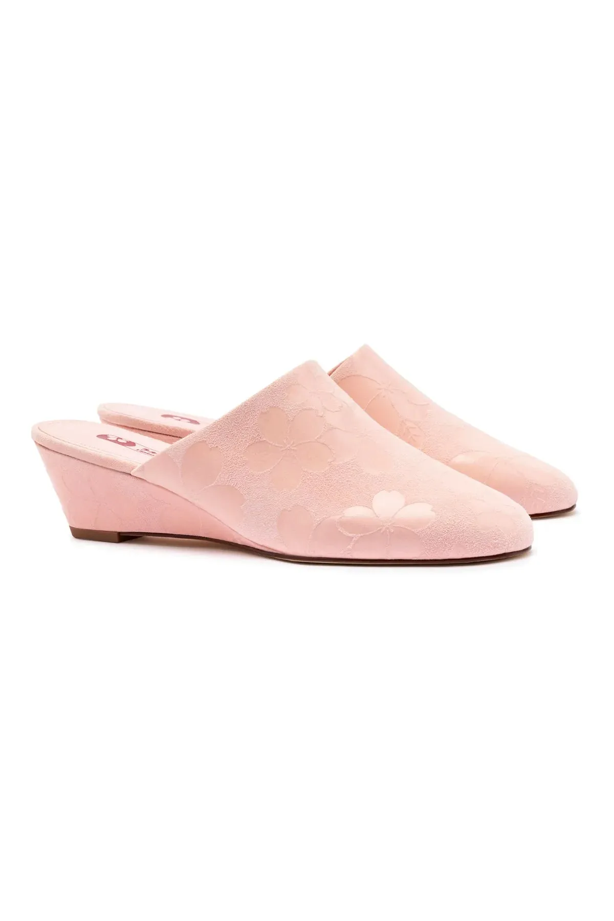 Larroude Venice Wedge In Tulip Sakura Printed Suede