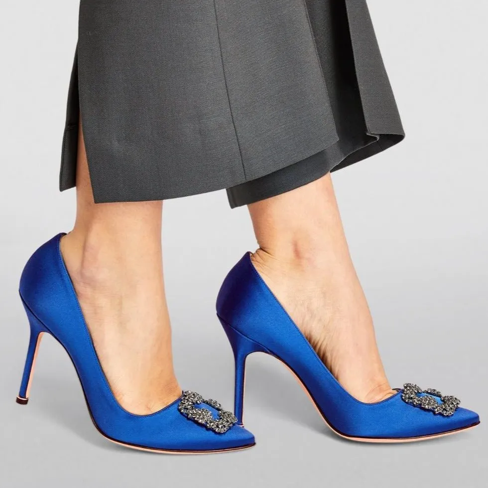 Manolo Blahnik Satin Hangisi Pumps 105