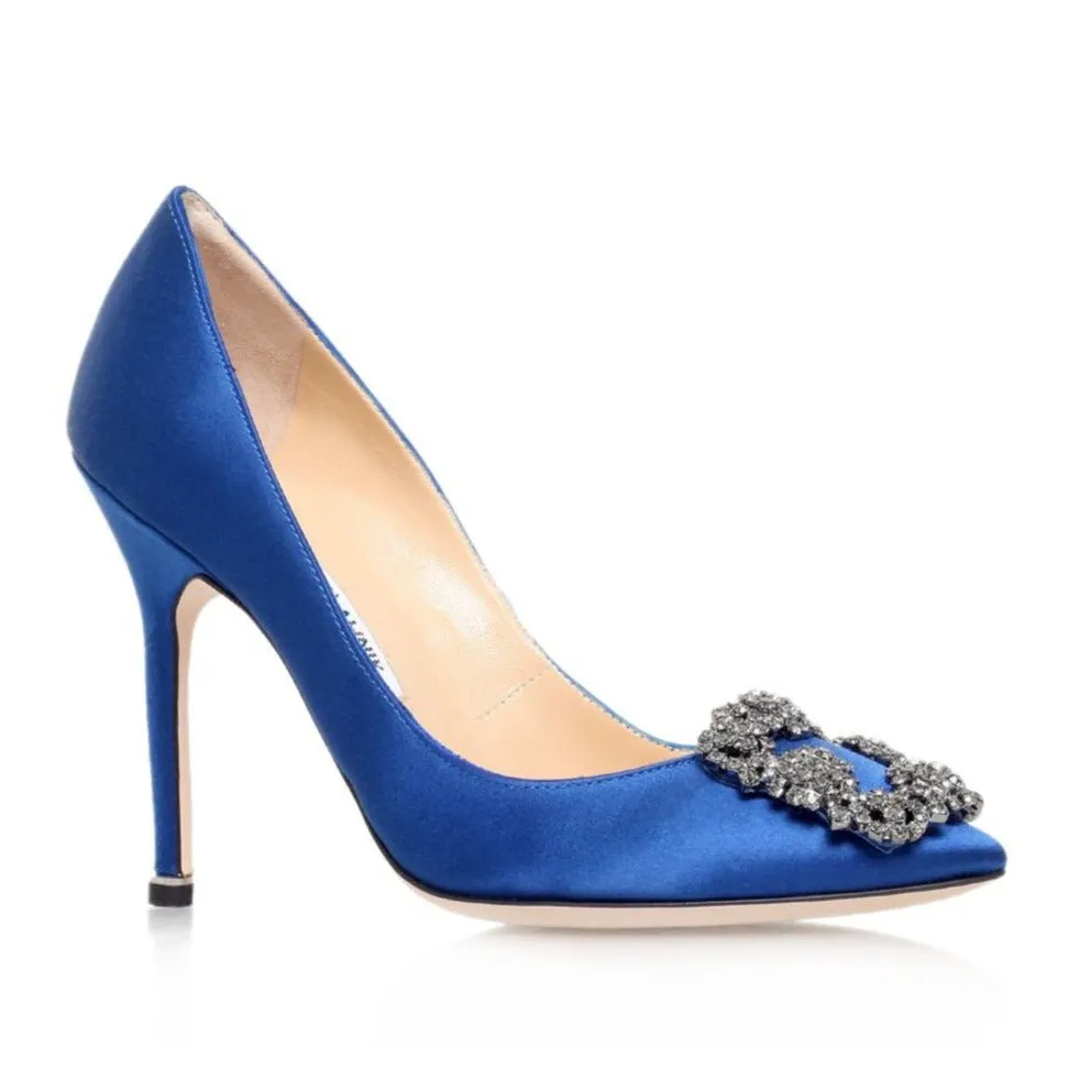 Manolo Blahnik Satin Hangisi Pumps 105
