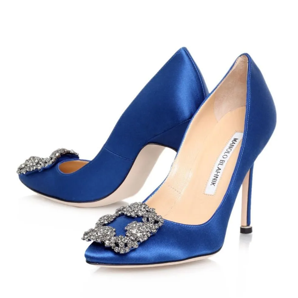 Manolo Blahnik Satin Hangisi Pumps 105