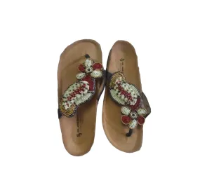 Massai Beaded Sandals with Birkenstock Sole Size 39