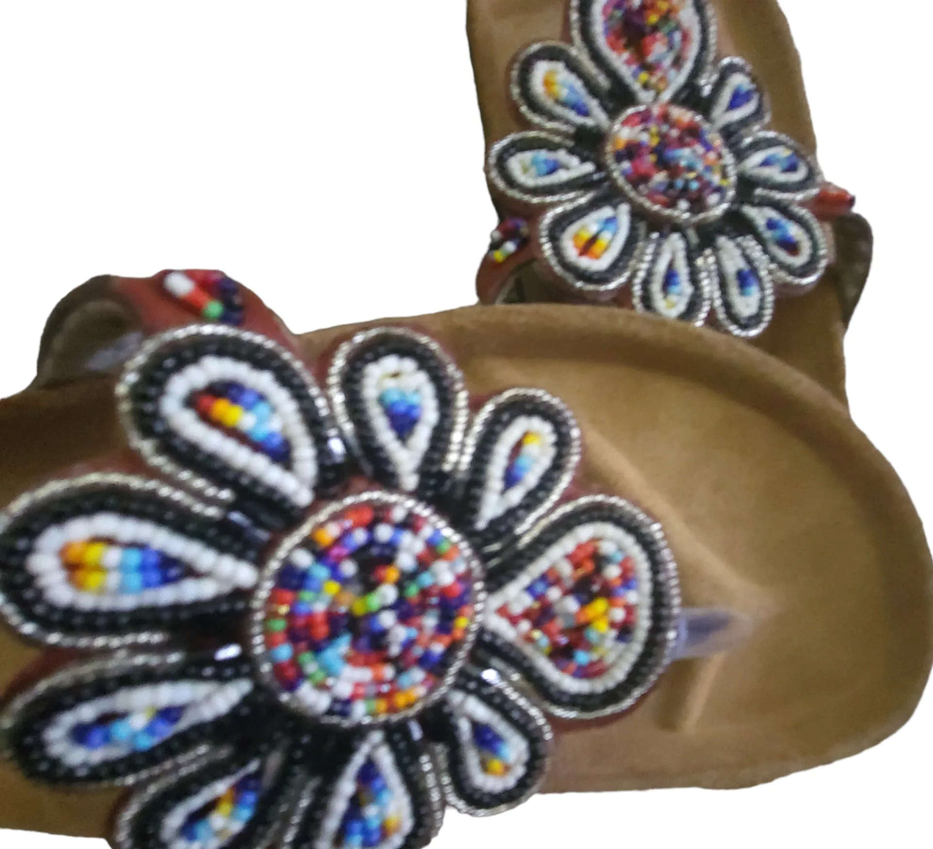 Massai Beaded Sandals with Birkenstock Sole Size 39