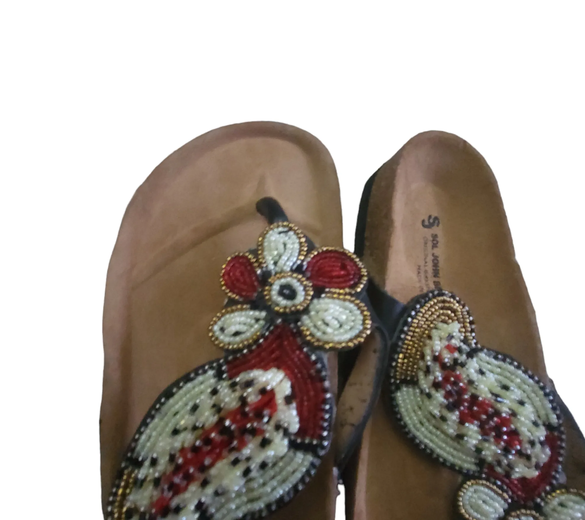 Massai Beaded Sandals with Birkenstock Sole Size 39