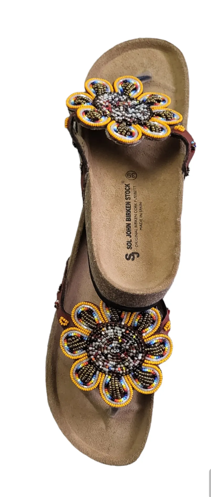 Massai Beaded Sandals with Birkenstock Sole Size 39
