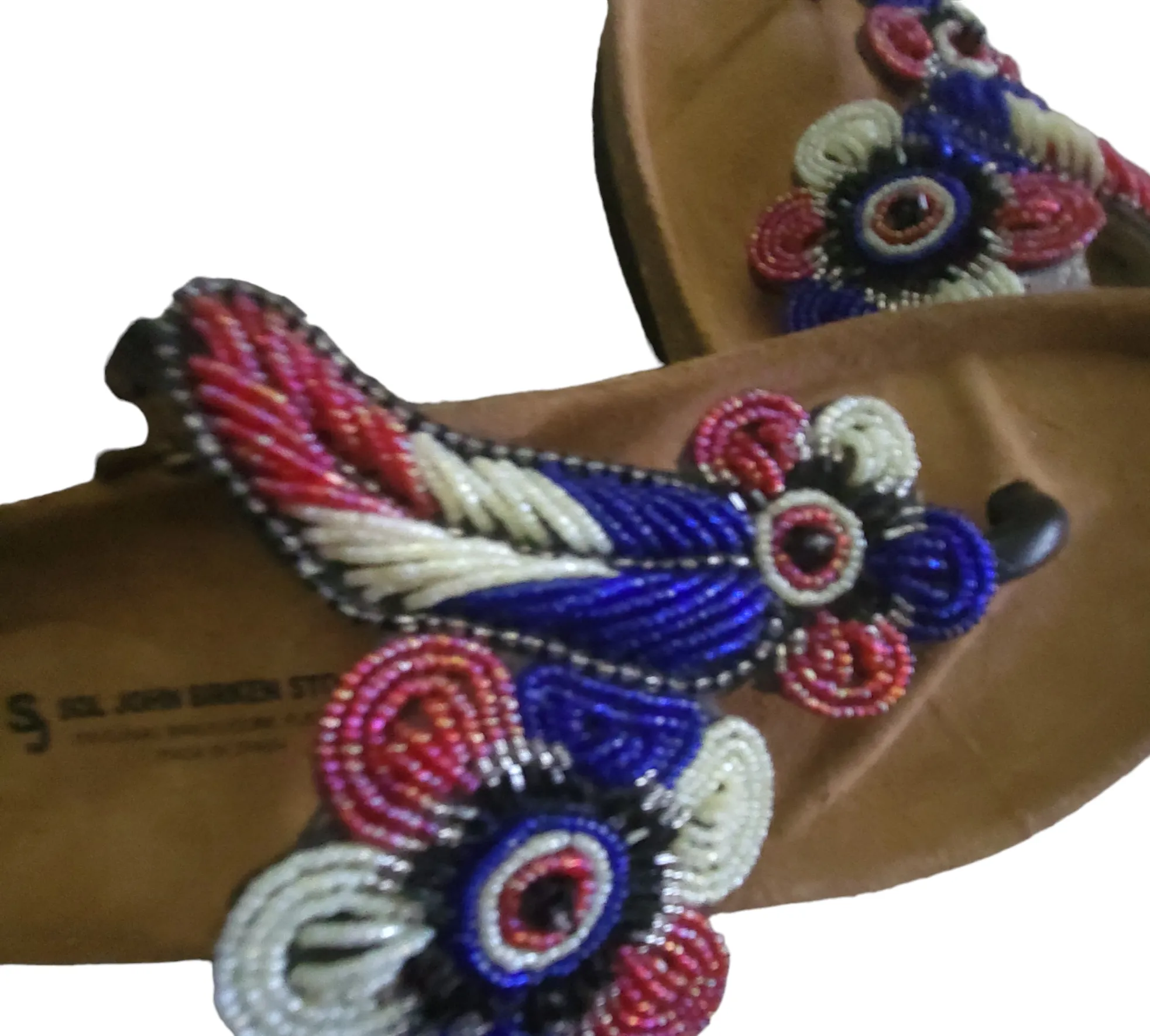 Massai Beaded Sandals with Birkenstock Sole Size 39