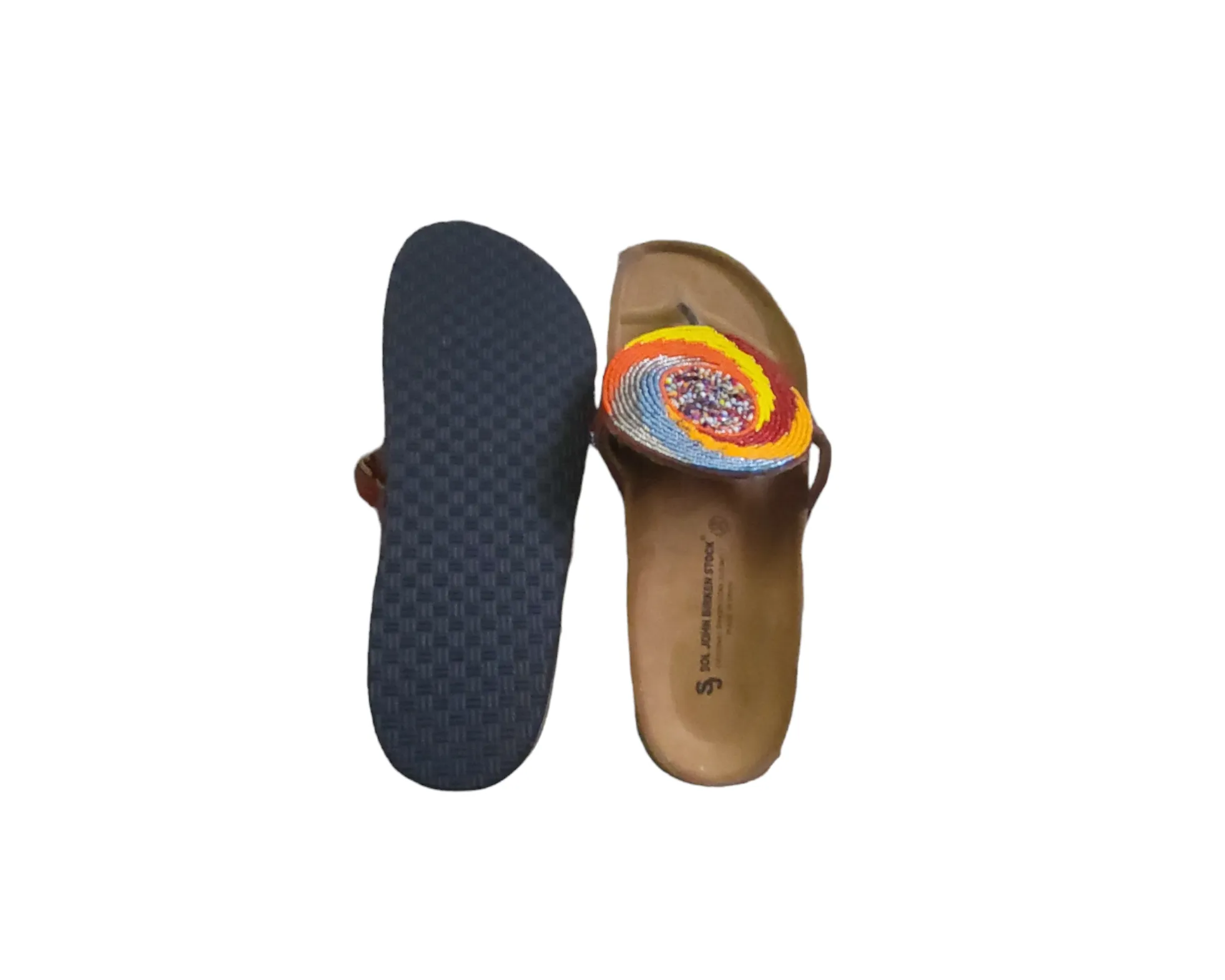Massai Beaded Sandals with Birkenstock Sole Size 39