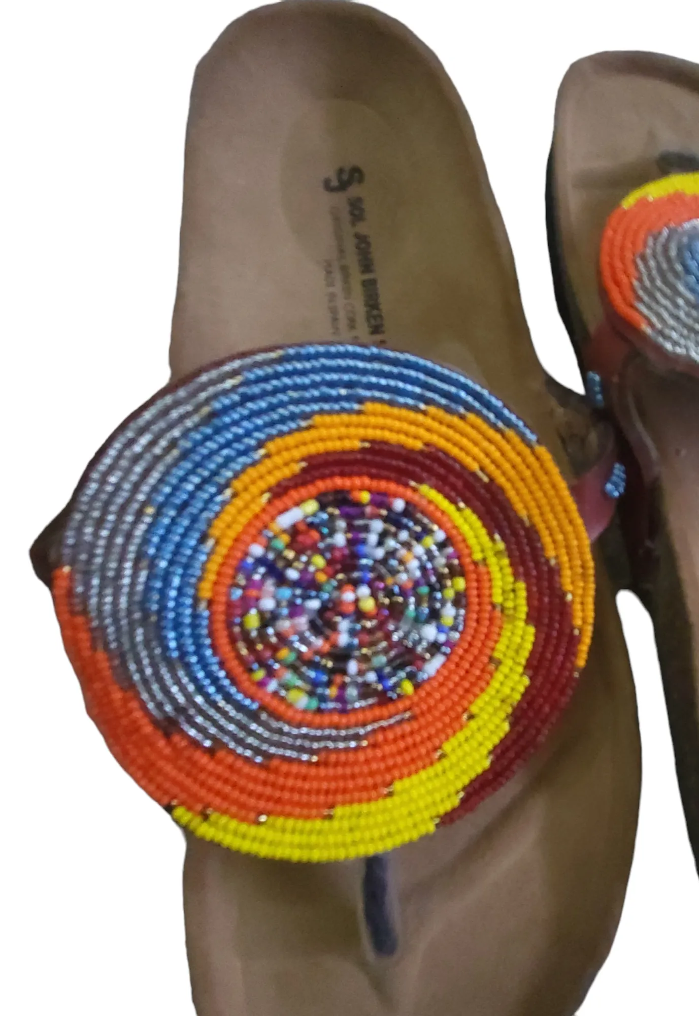 Massai Beaded Sandals with Birkenstock Sole Size 39