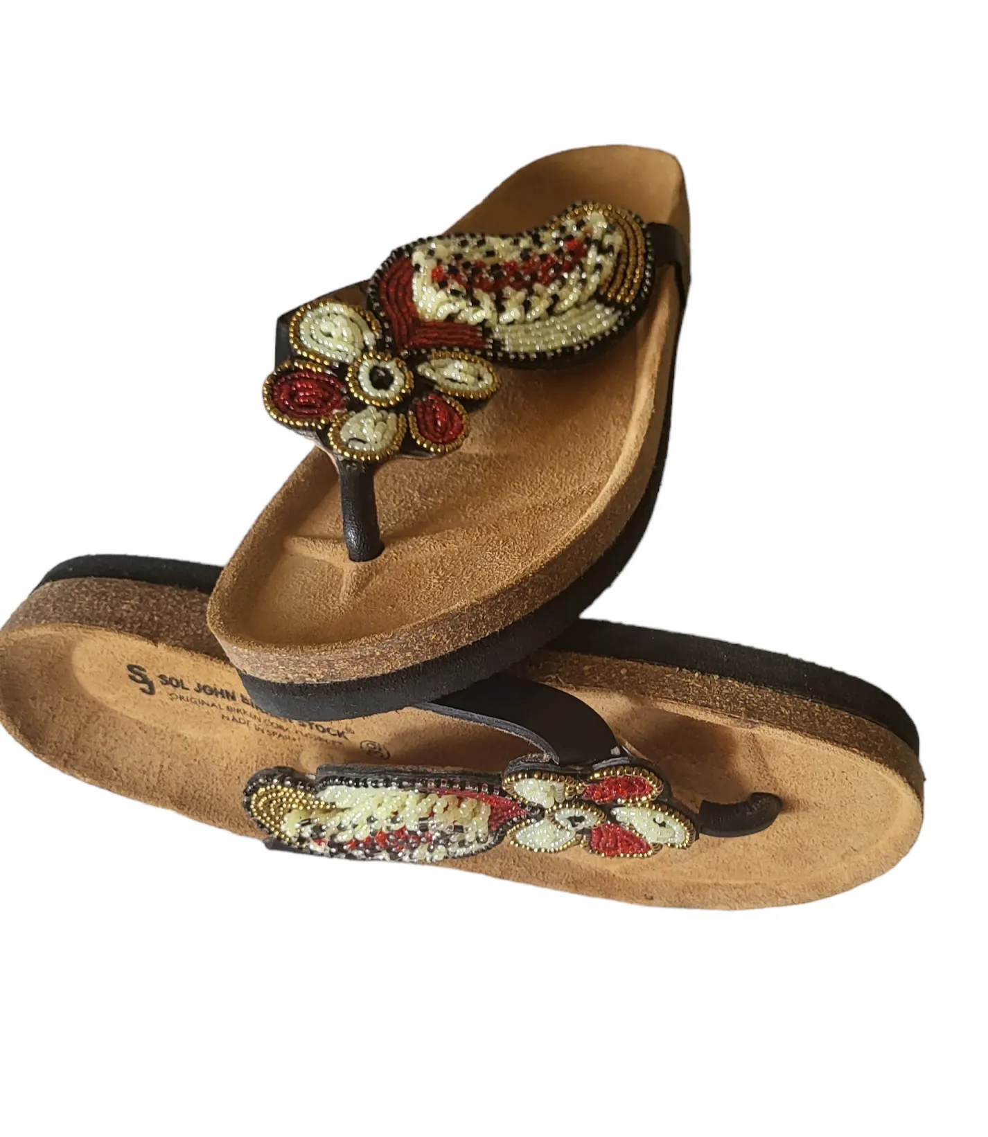 Massai Beaded Sandals with Birkenstock Sole Size 39