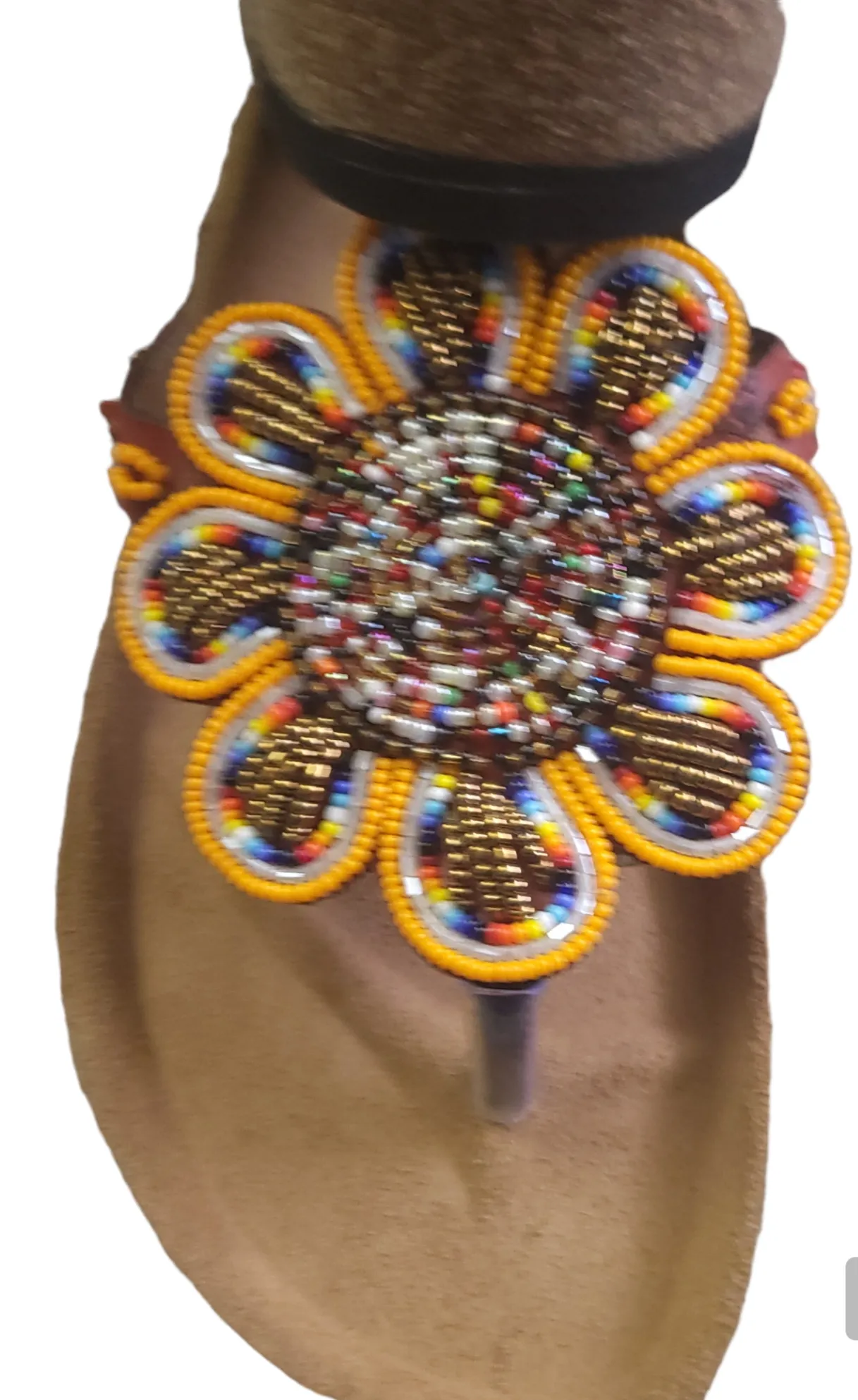 Massai Beaded Sandals with Birkenstock Sole Size 39