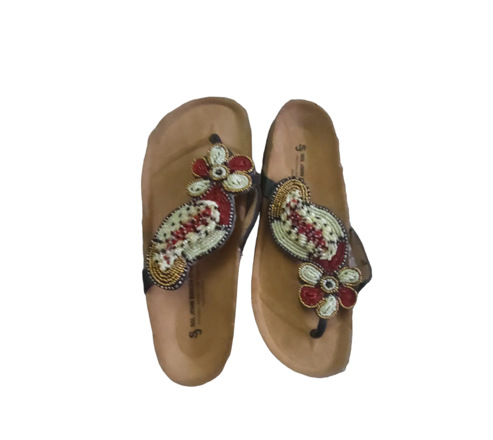 Massai Beaded Sandals with Birkenstock Sole Size 39