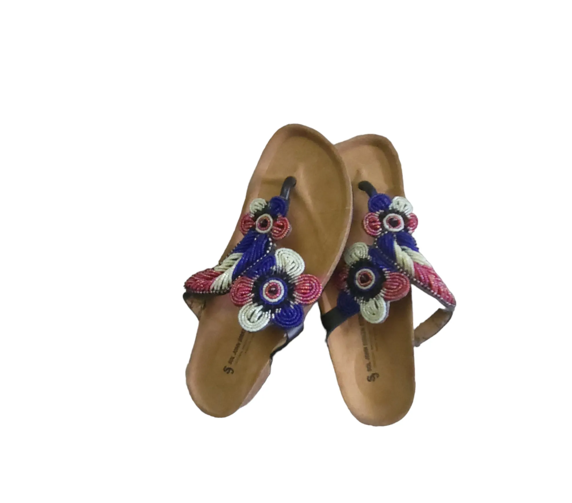 Massai Beaded Sandals with Birkenstock Sole Size 39