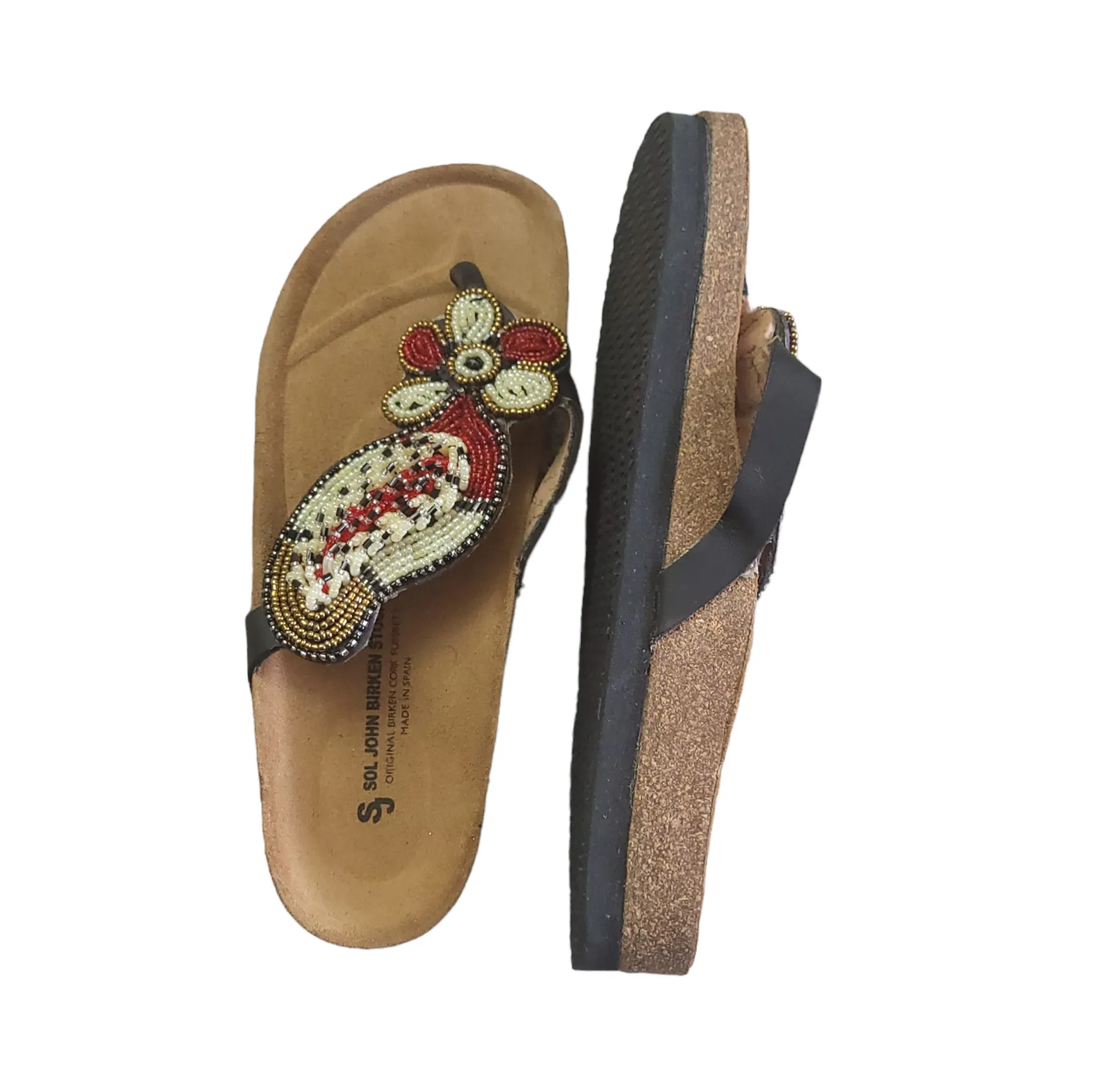 Massai Beaded Sandals with Birkenstock Sole Size 39