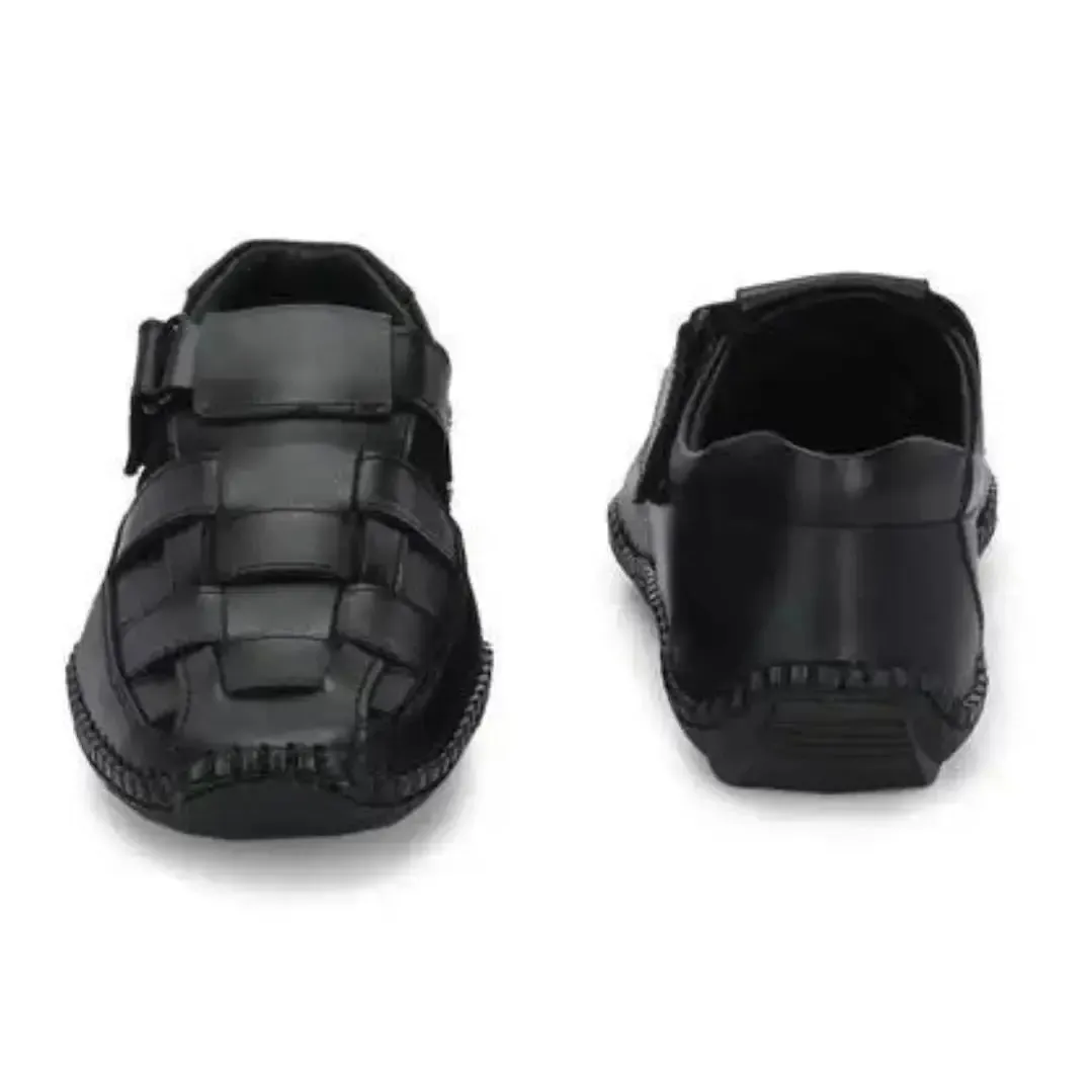 Mens Dreamers Black Leather Sandals for Men