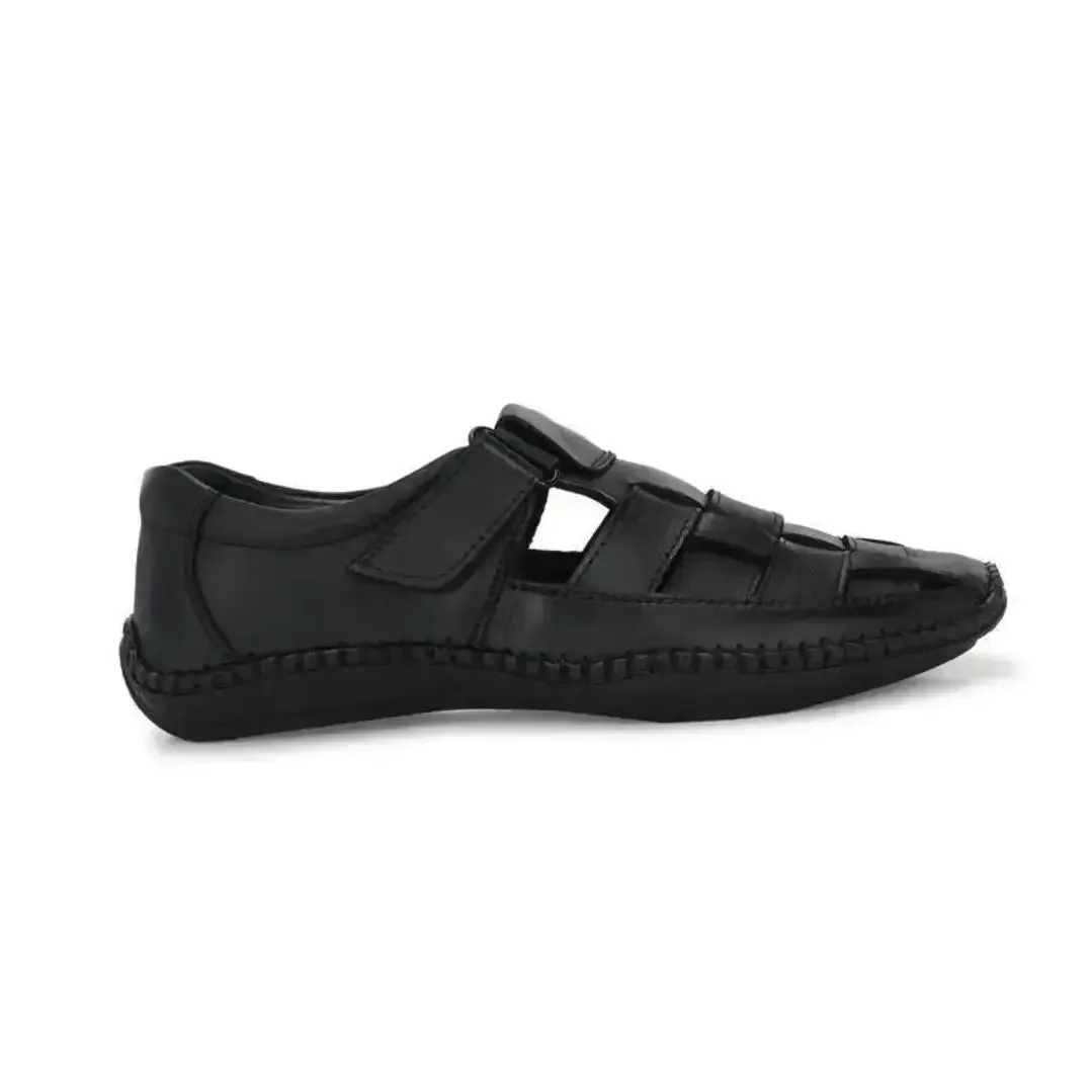 Mens Dreamers Black Leather Sandals for Men