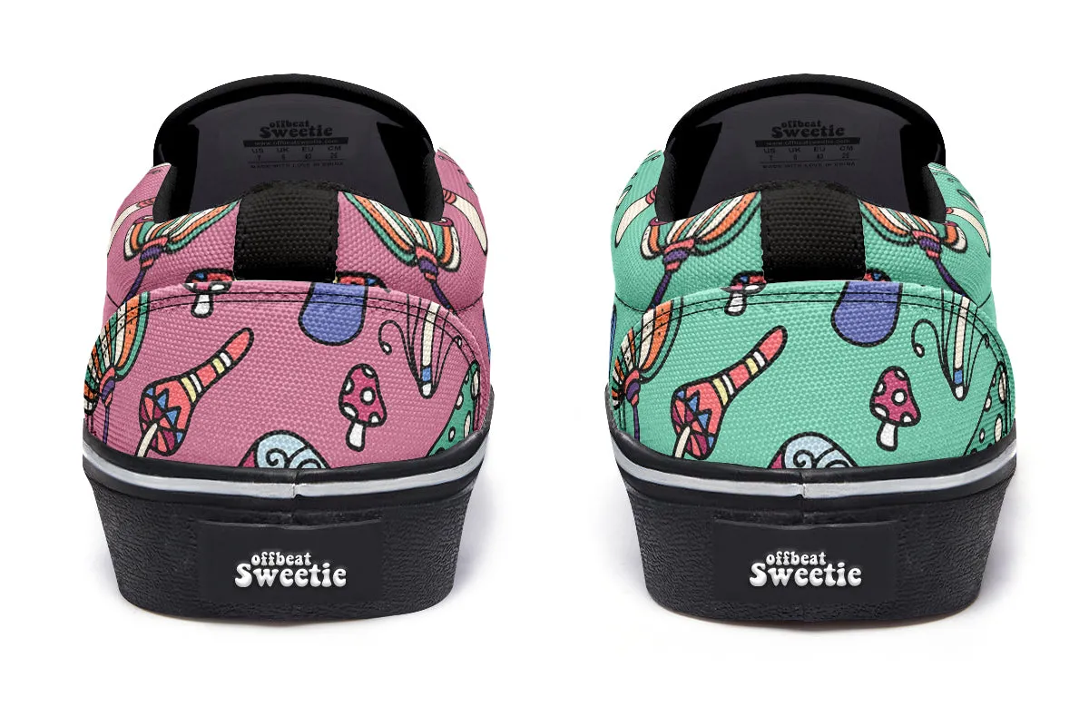 Mismatched Mushrooms Slip Ons