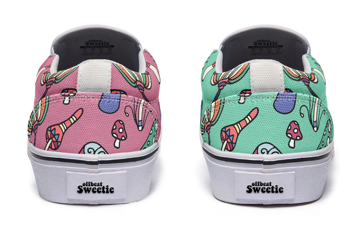 Mismatched Mushrooms Slip Ons