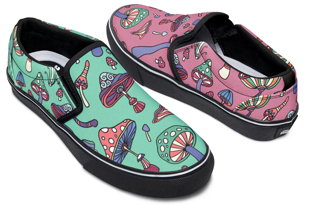 Mismatched Mushrooms Slip Ons