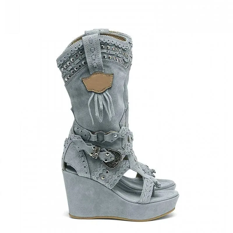 Olivia Cowboy Wedges Boots