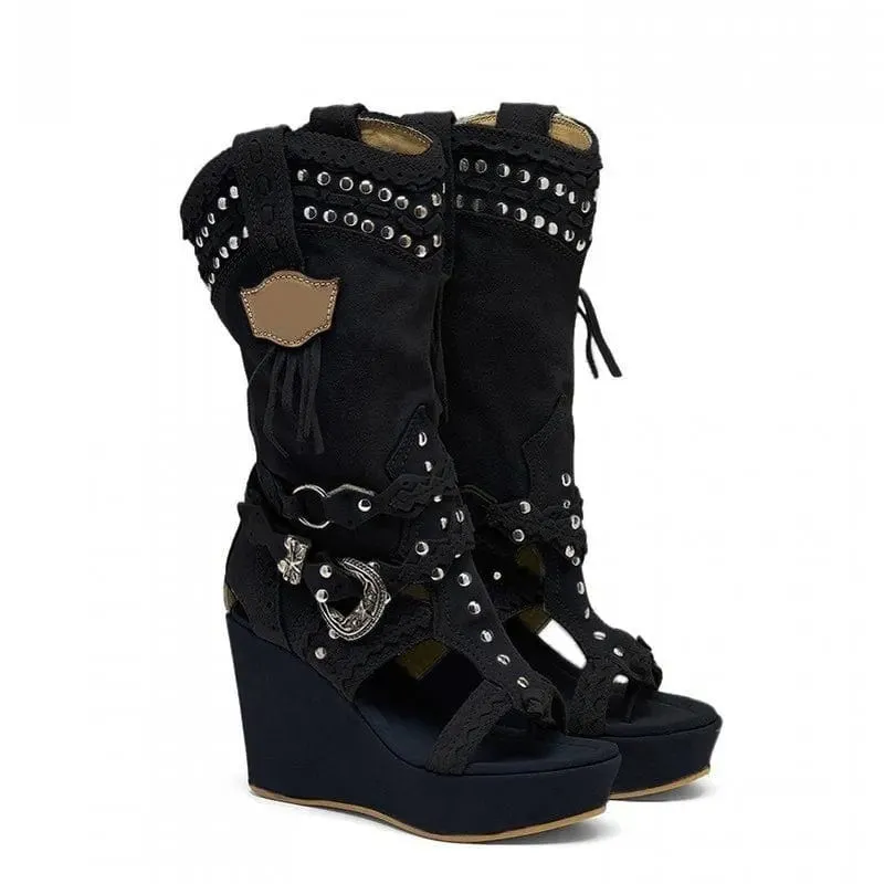 Olivia Cowboy Wedges Boots