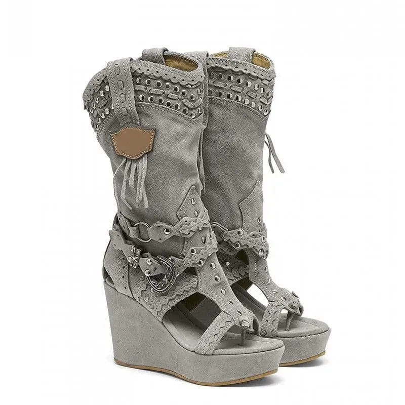 Olivia Cowboy Wedges Boots