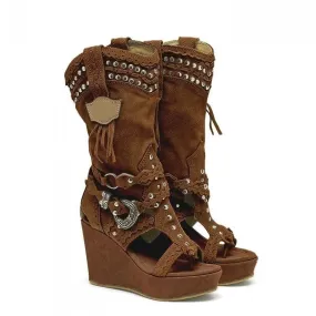 Olivia Cowboy Wedges Boots