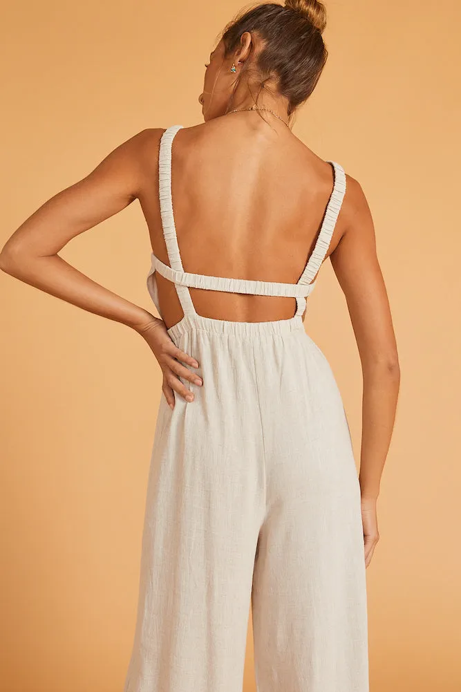 Play This Game Jumpsuit Beige