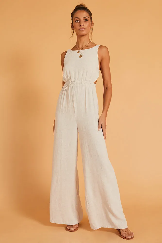 Play This Game Jumpsuit Beige