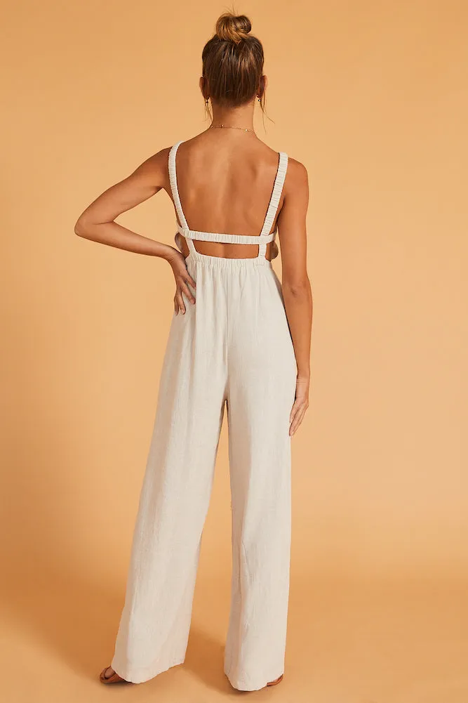 Play This Game Jumpsuit Beige