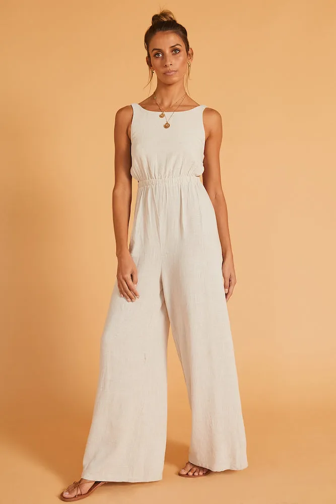 Play This Game Jumpsuit Beige