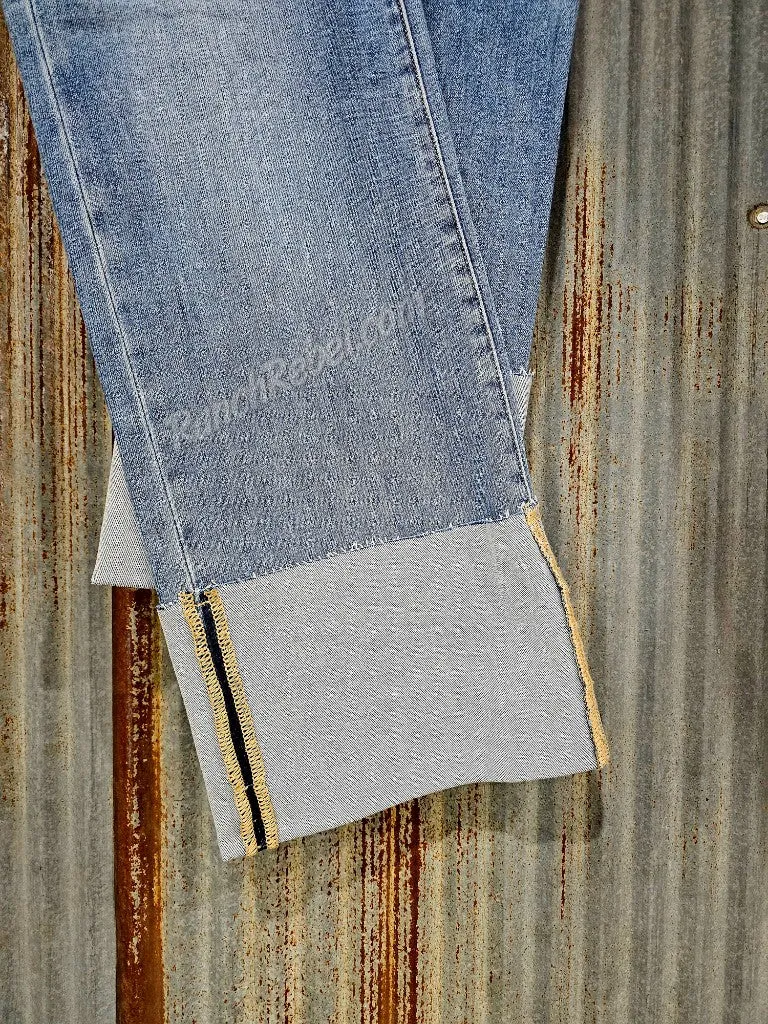 Risen High Rise Wide Cuff Ankle Jeans in Medium Wash #5911