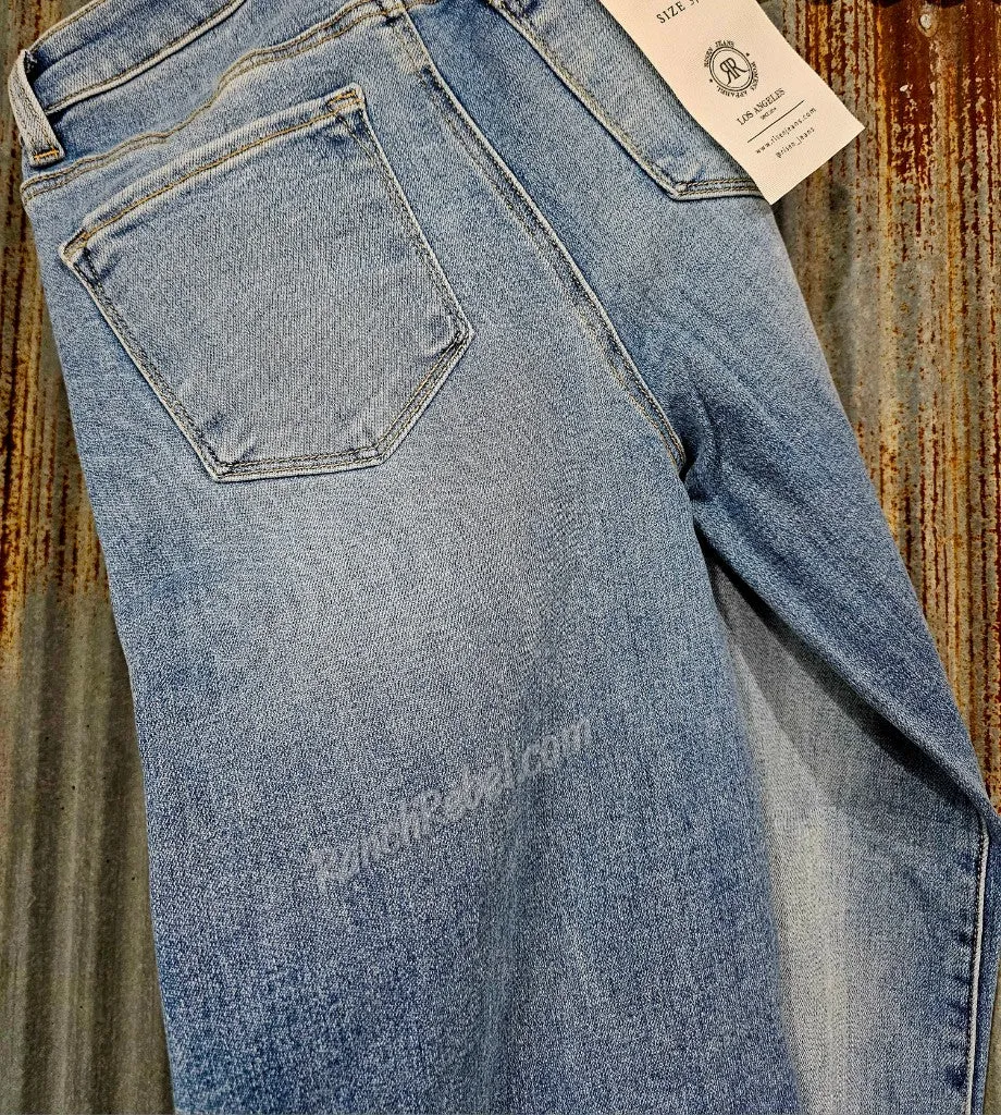 Risen High Rise Wide Cuff Ankle Jeans in Medium Wash #5911