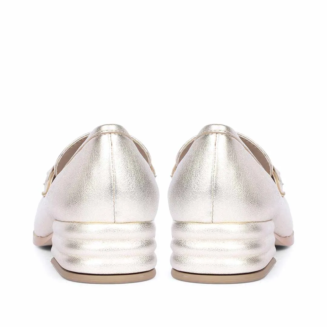 Saint Jenny Gold Leather Handcrafted Moccasins