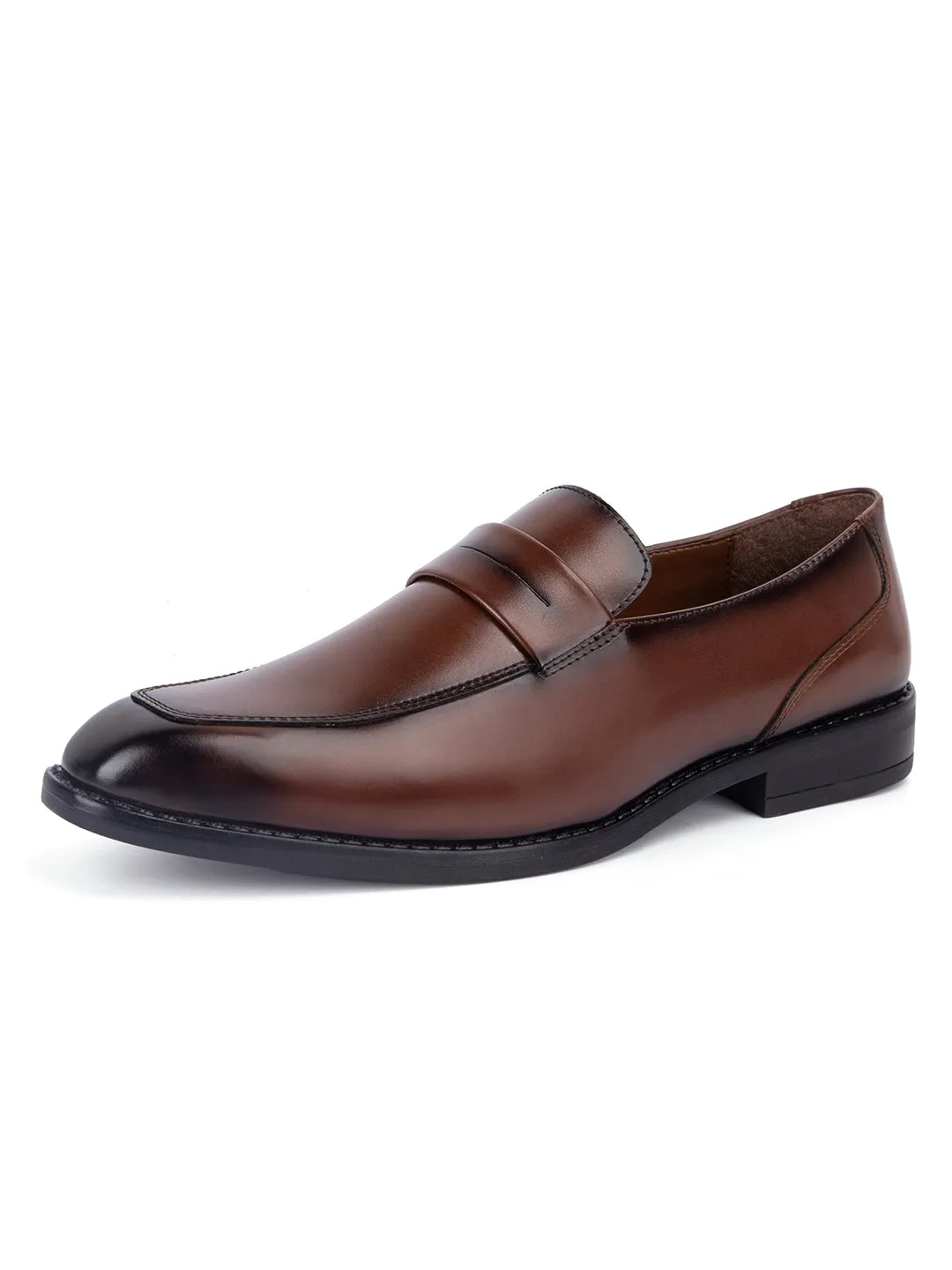 Tan Handcrafted Dual Tone Moccasins Slipons